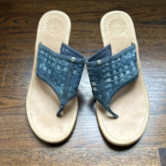 Ugg wedge sandals size 7 blue slip on sandals non slip - Picture 3 of 5